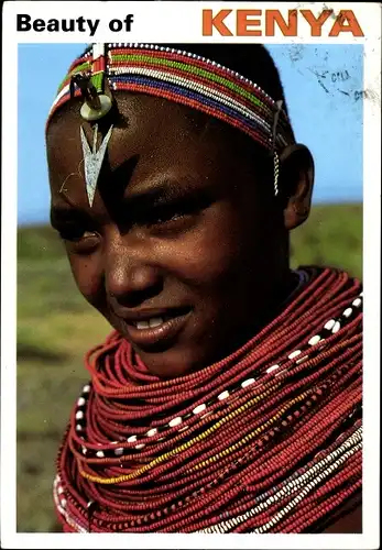 Ak Kenia, Samburu Girl, Kopfschmuck, Halsketten