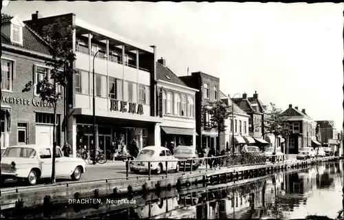 Ak Drachten Friesland Niederlande, Noordkade, Geschäfte, HEMA, Autos