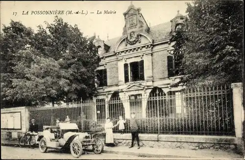 Ak La Possonnière Maine-et-Loire, la Mairie, Automobil