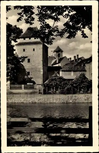 Ak České Budějovice Budweis Südböhmen, Blick auf den Ort, Turm