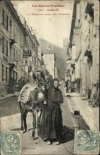 Ak Barèges Hautes Pyrénées, La Mere aux Anes avec Paulette
