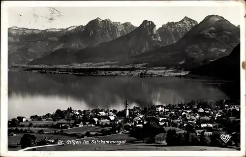 Ak Sankt Gilgen in Salzburg, Gesamtansicht mit Rettenkogel, Sparber und Pleckwand
