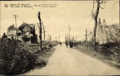 Ak Nieuport Nieuwpoort Westflandern, Ruines, Krieg 1914-1918, Boulevard circulaire