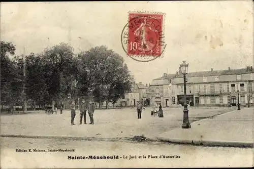 Ak Sainte Menehould Marne, Le Jard, La Place d'Austerlitz