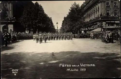 Ak Paris ?, Fetes de la Victoire 14 Juillet 1919