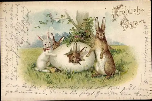 Präge Glückwunsch Ostern, Osterhasen, Osterei