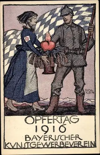 Künstler Ak Klein, Richard, Opfertag 1916, Bayerischer Kunstgewerbeverein