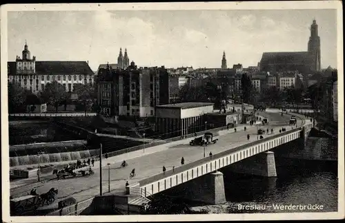 Ak Wrocław Breslau Schlesien, Werderbrücke