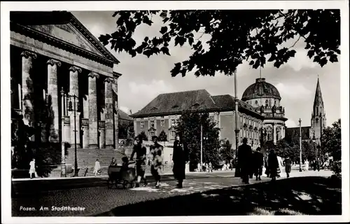 Ak Poznan Posen, Am Stadttheater, Eingang, Häuser