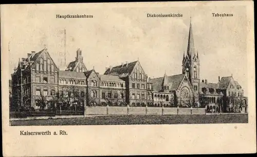 Ak Kaiserswerth Düsseldorf am Rhein, Hauptkrankenhaus, Diakonissenkirche, Tabeahaus