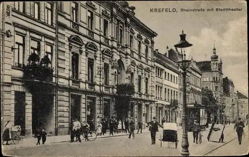Ak Krefeld am Niederrhein, Rheinstraße, Stadttheater