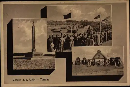 Ak Verden an der Aller, Turnier, Springreiten, Denkmal