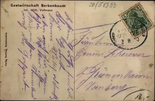 Ak Kierspe Sauerland, Gastwirtschaft Berkenbaum