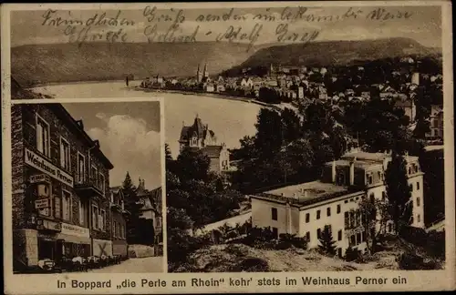 Ak Boppard am Rhein, Weinhaus Perner, Blick auf den Ort