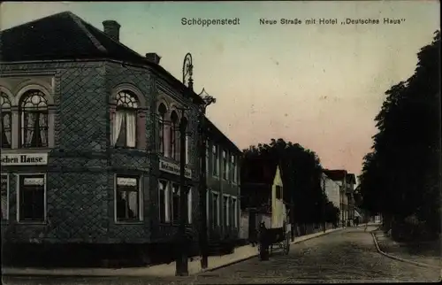 Ak Schöppenstedt in Niedersachsen, Neue Straße, Hotel Deutsches Haus