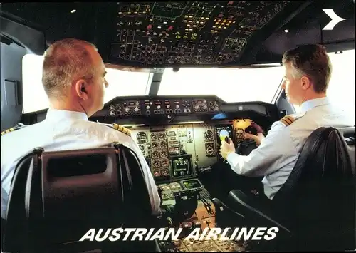 Ak Passagierflugzeug, Austrian Airlines, Cockpit Airbus A 310-324, Piloten