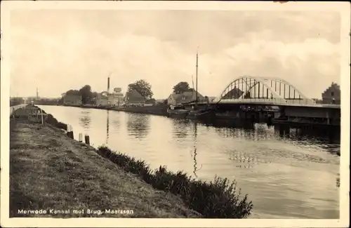 Ak Maarssen Utrecht, Merwede Kanaal met Brug