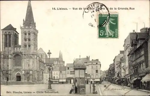 Ak Lisieux Calvados, Vue de la Place Thiers et de la Grande Rue