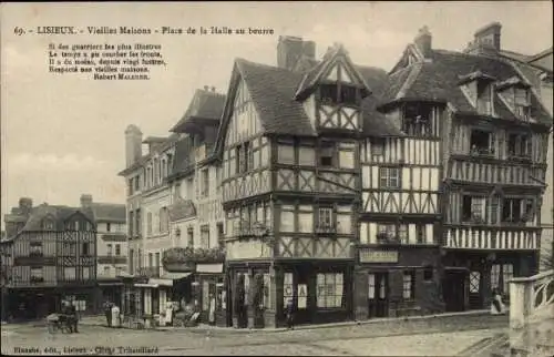 Ak Lisieux Calvados, Vieilles Maisons, Place de la Halle au beurre