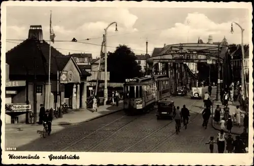 Ak Wesermünde Bremerhaven, Straßenbahn, Linie 3, Geestebrücke