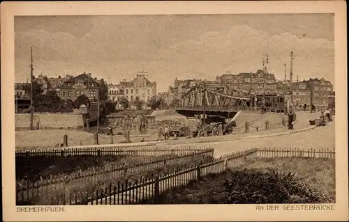 Ak Bremerhaven, Geestebrücke, Stadt