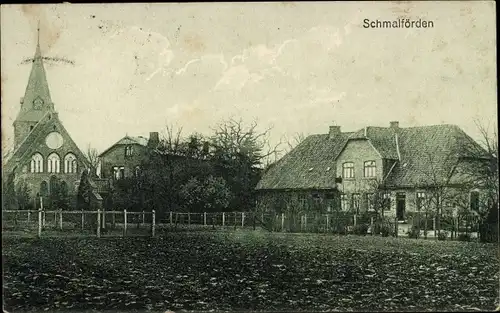 Ak Schmalförden Ehrenburg in Niedersachsen, Teilansicht mit Kirche