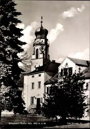 Ak Bad Griesbach im Rottal Niederbayern, Ortspartie, Kirche