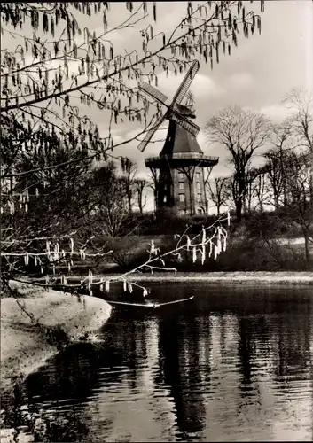 Ak Hansestadt Bremen, Mühle am Wall, Flusspartie