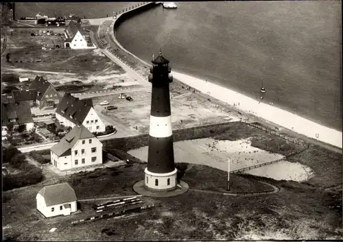 Ak Hörnum auf Sylt Nordfriesland, Luftaufnahme, Leuchtturm und Hafen