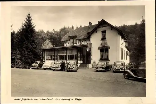 Ak Bad Honnef am Rhein, Hotel Jagdhaus im Schmelztal, Außenansicht, Automobile