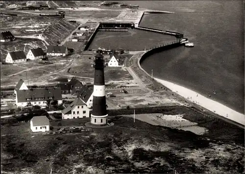 Ak Hörnum auf Sylt Nordfriesland, Luftaufnahme, Leuchtturm und Hafen