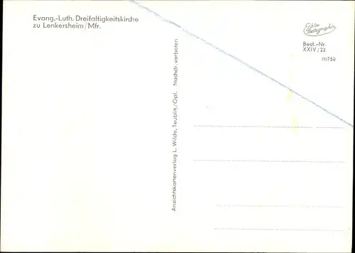 Ak Lenkersheim Bad Windsheim in Mittelfranken, Evang.-Luth. Dreifaltigkeitskirche, Innenraum