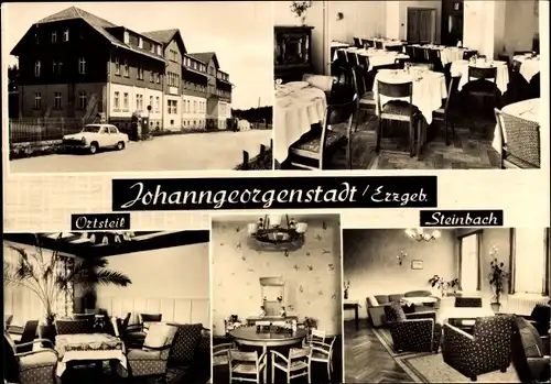 Ak Steinbach Johanngeorgenstadt im Erzgebirge, Ferienheim der IG Wismut, Innenräume, Hausansicht