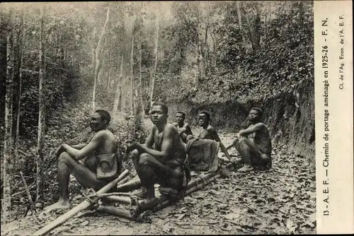Ak Chemin de portage amenage en 1925-26, Französisch-Äquatorialafrika, Afrique Équatoriale française