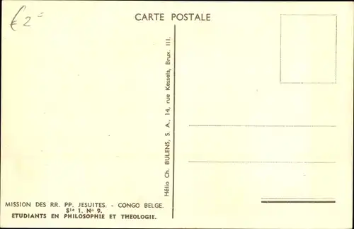 Ak Basankusu DR Kongo Zaire, Étudiants en Philosophie et Théologie, Mission des RR. PP. Jésuites