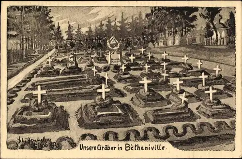 Künstler Ak Betheniville Marne, Soldatenfriedhof