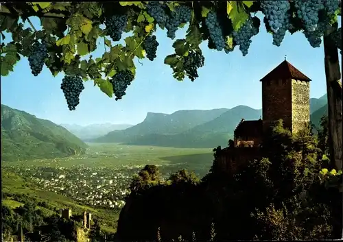 Ak Dorf Tirol Tirolo Südtirol, Schloss Tirol, Etschtal, Panorama