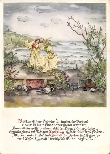 Künstler Ak Rohland, M. M., Sternzeichen Zwillinge, Gemini, 21. Mai bis 21. Juni