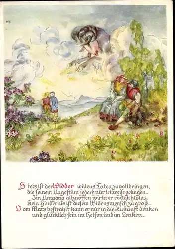 Künstler Ak Rohland, M. M., Sternzeichen Widder, Aries, 21. März bis 20. April