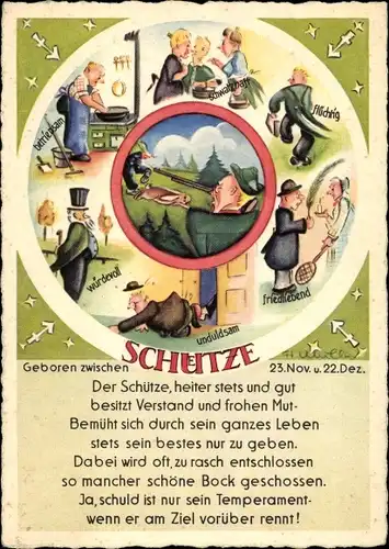 Ak Sternzeichen Schütze, Sagittarius, 23. November bis 21. Dezember, August Lengauer 1272