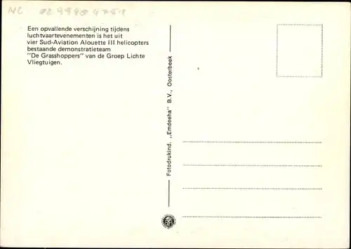 Ak Alouette III Hubschrauber im Formationsflug, De Grasshoppers van de Groep Lichte Vliegtuigen