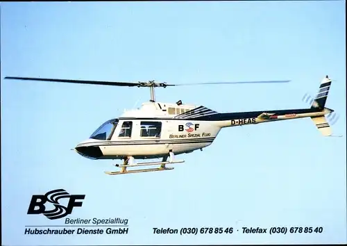 Ak Hubschrauber Bell 206 B Jet Ranger, Berliner Spezialflug Hubschrauber Dienste, D-HEAS