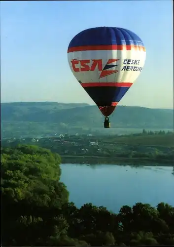 Ak Ballon ČSA, Horkovzdusny balón Ceskych aerolinii OK-5054 mezi Pouzdranskym rybnikem