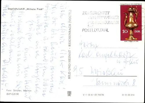 Ak Segelschulschiff der GST Wilhelm Pieck