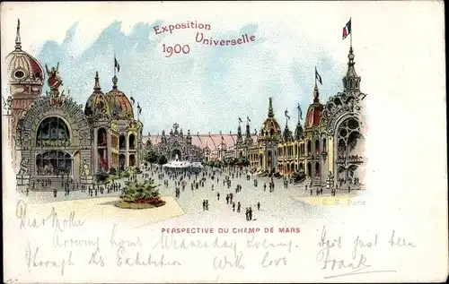 Litho Paris VII, Exposition Universelle 1900, Perspective du Champ de Mars, Ausstellungsgelände
