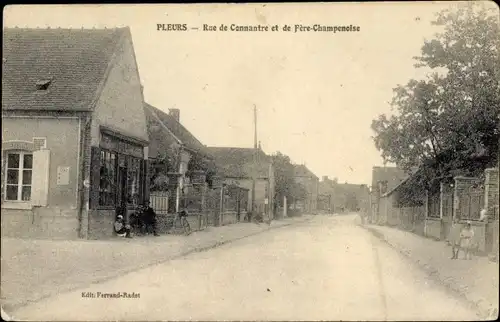 Ak Pleurs Marne, Rue de Connantre et de Fere-Champenoise