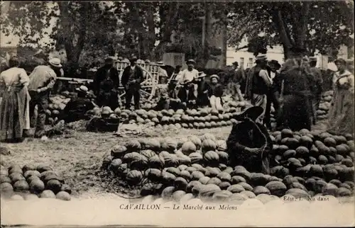 Ak Cavaillon Vaucluse, Marché aux Melons, Melonenmarkt