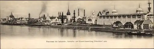 Klapp Ak Düsseldorf am Rhein, Panorama, Industrie und Gewerbeausstellung 1902