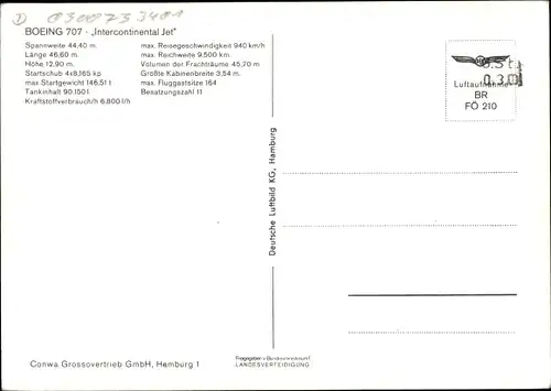 Ak Passagierflugzeug Lufthansa, Boeing 707 Intercontinental Jet