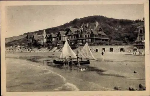 Ak Houlgate Calvados, Vue sur la Plage, Le Bois de Boulogne